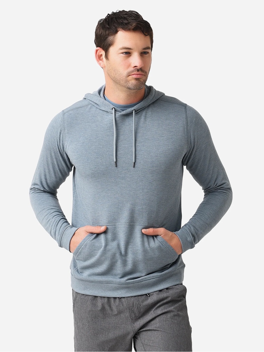 Free Fly Apparel Men's Bamboo Fleece Hooded Pullover Shirt - Slate Blue